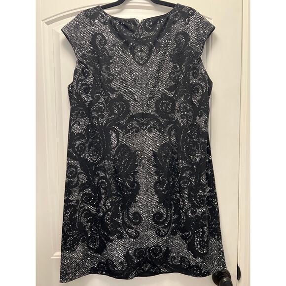 NWT Chico’s Women’s Novelty Slinky Lace Fashion‎ Dress Size 4 (XXL) Black White - Picture 2 of 6